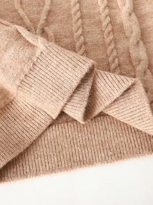 LMoss Kids Young Girl Pink Crew Neck Long Sleeve Patchwork Ruffle Textured Knit Sweater Dress,Autumn Holiday Casual Daily Wear Warmth Autumn/Winter - Khaki - View 8