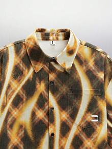 NEON BLANC Men's Plaid Print Short Sleeve Single-Breasted Casual Pocket Denim Shirt - Multicolor - View 3