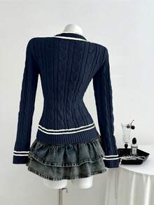 Elamini Women's Casual Sweetheart Neck Heart-Shaped Collar Knit Sweater