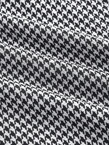 SHEIN MOD Plus Size Autumn Casual Houndstooth Button Decor Wrap Skirt - Navy Blue - View 5