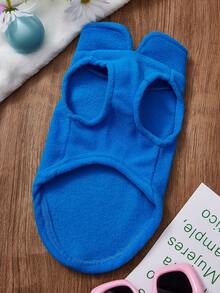 PETSIN 1 Áo giữ ấm cho thú cưng mùa thu đông màu xanh đậm có vòng kéo, Quần áo dày ấm cho thú cưng ngày lễ - Màu xanh đậm - Xem 3