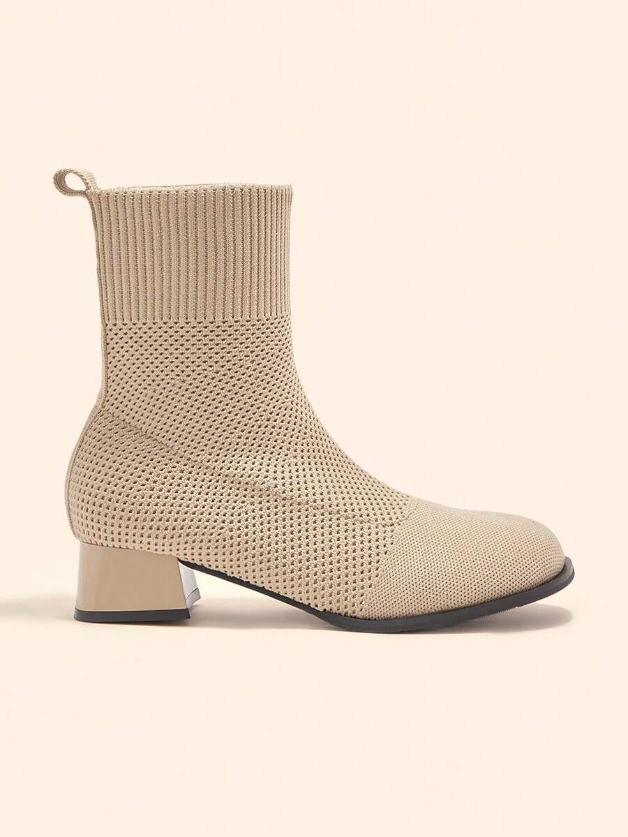 CUCCOO BASICS Botas de tobillo con tacón grueso, versátiles y transpirables para uso diario de las mujeres - Albaricoque - Ver 1