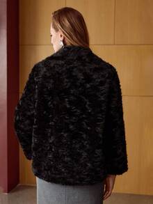 MOTF PREMIUM JAQUETA COM GOLA DE PELE SINTÉTICA PARA INVERNO - Preto - Visão 6