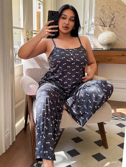 SHEIN 2 pièces/Set Ensemble Débardeur et Pantalon à Fleurs marguerite Papillon, Style Sexy, Printemps/Été