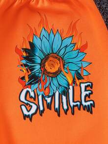 SHEIN Explorewe 2 件套 Tween Girls 酷炫花卉印花连帽运动衫和运动裤套装