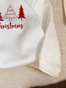 SHEIN Sudadera holgada de cuello redondo de punto suave para bebé niña, adecuada para otoño/invierno, con diseños clásicos navideños como Papá Noel, árbol de Navidad, muñeco de nieve, regalo de Navidad, reno, copo de nieve, estampado de patrones navideños, adecuada para Navidad - Multicolor - Ver 6