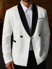 Manfinity Bizformal 男士纯色翻领长袖双排扣休闲西装外套 男士双排扣西装外套 男士西装外套 男士西装外套 双排扣 双排扣西装外套 双排扣西装外套 - 杏色 - 查看 7