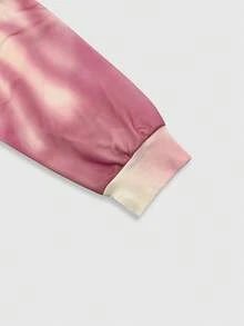 ROMWE MEN Street Life 男士人像扎染印花连帽拉链长袖卫衣 - 彩色 - 查看 4