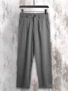 Claim Dot Quần ống đứng đơn sắc, rộng rãi, xếp ly, có đai thắt lưng cho nam - Màu xám đen - Xem 4