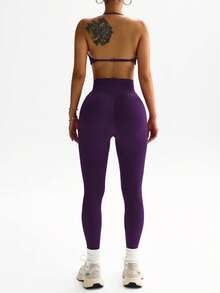Dewbera Women's Solid Color Halter Top And Pants Sports Suit