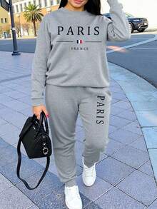 EMERY ROSE Bộ 2 món cỡ lớn, Trang phục thường ngày khi đi chơi, Phong cách nghỉ dưỡng, Thu/Đông - Màu Xám nhạt - Xem 3