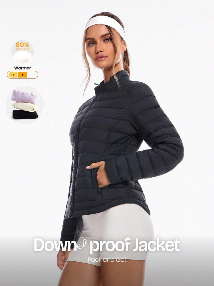 DreamLyx Chill Soft Smooth Warm Lightweight Sweat-Wicking Water-Repellent Slim-Fit Down-Proof Puffer Jacket Autumn Winter Outdoor Daily Casual