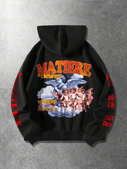 Men's Angel Doll Print Fleece Hoodie