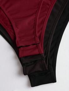 Sweetra 3pcs/Set Women's Long Sleeve Bodysuit In Apricot, Coffee Brown, Black, Slim Fit Minimalist Commuter Versatile - Multicolor - View 4