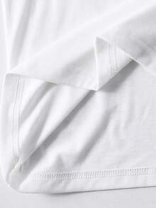 SHEIN Mirajuku Boys' Polo Shirt With Contrast Collar, Long Sleeve, Minimalist & Fashionable - White - View 7