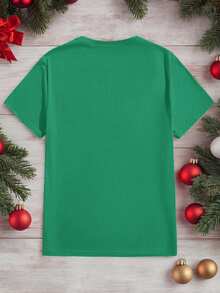 Manfinity Homme 男士休闲日常圣诞树印花圆领短袖T恤 - 綠色 - 查看 3