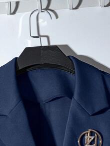 Franclia Women's Elegant Lapel NeckUnique Sophisticated Vest Jacket - Navy Blue - View 7