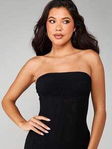 MISSGUIDED Strapless Fitted Mini Dress With Shirred Bust And Bodycon Silhouette For Party Evening Events - Black - View 5