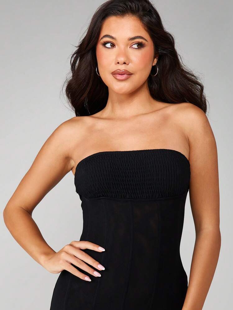 MISSGUIDED Strapless Fitted Mini Dress With Shirred Bust And Bodycon Silhouette For Party Evening Events