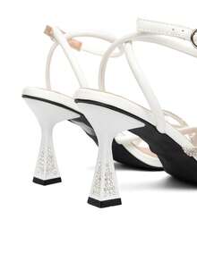 CUCCOO SZL Women's Fashion Rhinestone Ankle Strap High Heel Sandals, Suitable For Commuting, Dating, Parties And Other Occasions - White - View 9