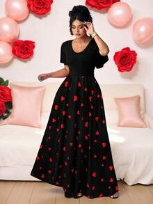 Elenzga Plus Size Elegant Minimalist Holiday Party Ruffle Sleeve Fitted Knit Dress - Black - View 5