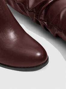 Daringsoles Women's Pointed Toe Pleated Thigh High Boots, Fashion Daily Wear High Heels For Christmas - Coffee Brown - View 10