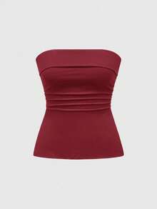 Top mujer stapless cualquier ocasión formal casual trendy corte A femenino - Burdeos - Ver 3