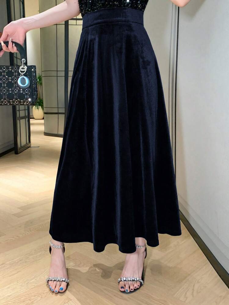 Women's Elegant Solid Color Minimalist Long Skirt Winter Women Skirts