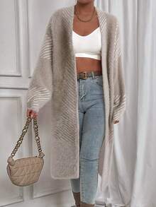 Chiquease Contrast Stripe Pattern Casual Versatile Long Sleeve Cardigan - Khaki - View 6