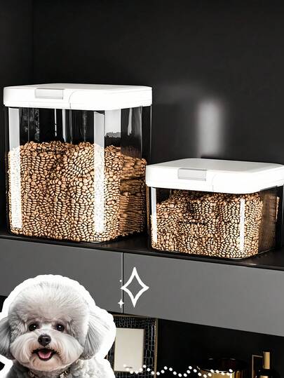 1个2.9升/5升/10升/15升防潮防虫宠物食品储存容器，大容量猫/狗食品储存桶，宠物密封谷物储存，透明设计方便查看剩余食物。