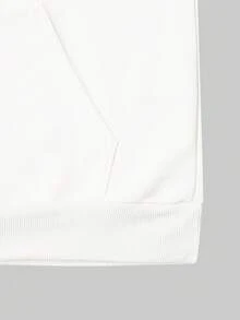 Manfinity LEGND 男士休闲狮子印花连帽卫衣，秋季连帽衫，长袖上衣 - 白色 - 查看 5