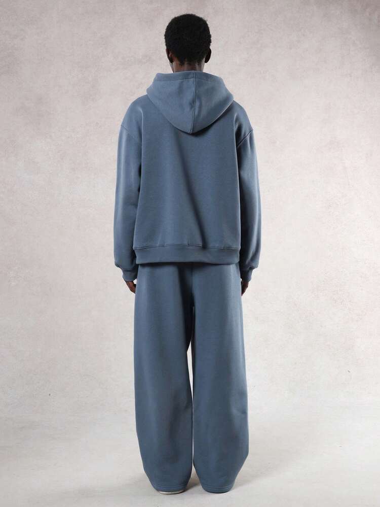 Men's Hazy Blue Hoodie Sweatsuit Set, Thermal Lined, Autumn/Winter