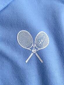 PrepCrw 1件装少女优雅学院风休闲都市蓝领长袖卫衣，适合外出、聚会、返校、秋冬季穿着，蓝色/天蓝色/浅蓝色格纹卫衣，返校用品 - 藍色 - 查看 5