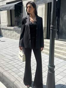 Chiquease Women's Elegant Bell-Bottom Commuter Pants In Black - Black - View 5