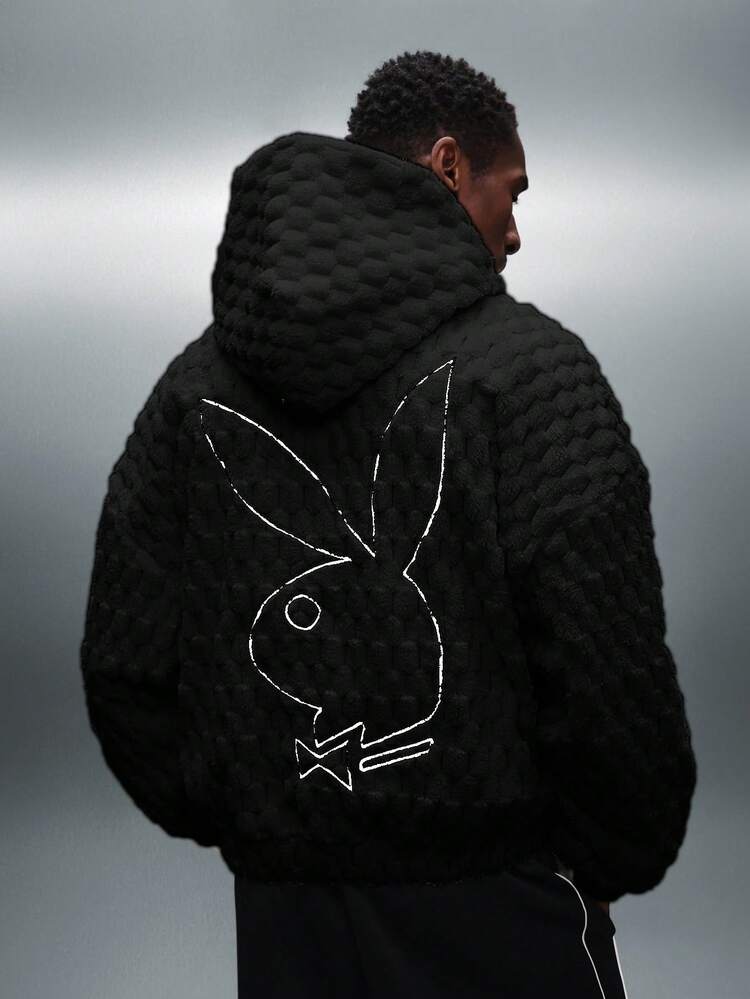 PLAYBOY X SUMWON Oversized Plush Hoodie With Textured Fabric