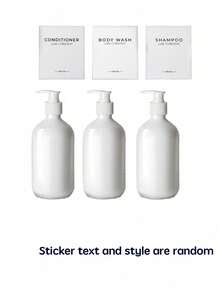 Set Of 3, 16.9oz/500ml Black Refillable Shampoo And Conditioner Dispenser Bottles With Pump And Waterproof Labels, Plastic Shower Bottles For Home, Hotels And Bathrooms Home Bathroom Decor Fall Decor Back To School - Black - View 11