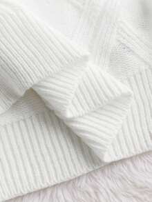 SHEIN 男童休闲日常百搭舒适高领长袖套头毛衣 - 白色 - 查看 8