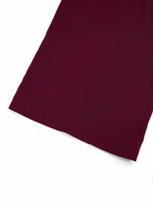 Sweetra Pantaloni da donna taglie forti con decorazione fibbia 2 in 1, snellenti, eleganti, versatili, adatti per l'ufficio e il casual, gamba dritta, autunno/inverno - Bordò - Visualizzare 6