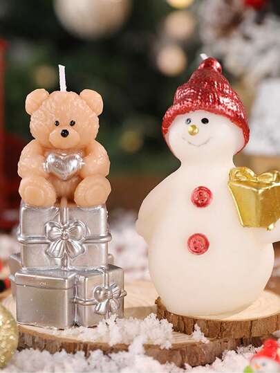 Joivida 1pc Home Decoration Ornaments, Christmas Snowman Scented Candles, Scented Candles, Christmas Party Ornaments, Shooting Props, Christmas Gifts, Five-Pointed Star Envelopes, Decorative Candle Ornaments Valentine's Day Gift