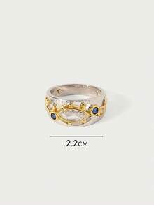 Glisma 18K金女士单枚戒指，哥特风/复古风，串珠，西部风珠宝，金属质感，宝石，送给妈妈/女士/女孩/母亲，高级，复古，十字架，夏季/海滩/舞会，多层/宝石/串珠/水晶，吊坠/厚重 - 雙色 - 查看 6