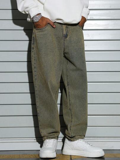 Manfinity EMRG Men's Casual Retro Flared Vintage Denim Jeans Mens Baggy Pants Vintage Pants Men