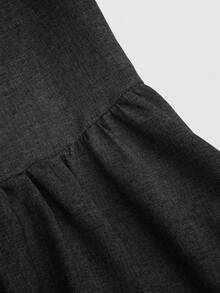 SHEIN CURVE+ Đầm tay ngắn màu trơn cổ điển thường ngày cỡ lớn dành cho nữ - màu đen - Xem 7