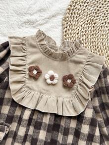 Vintaside Kids 女童休闲可爱格子图案3D立体花卉装饰长袖连衣裙，适合春、秋、冬三季室内外穿着，日常百搭。 - 彩色 - 查看 7