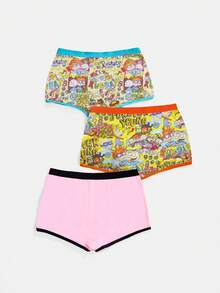 Nick 90's X ROMWE 3条装卡通图案三角裤套装 - 彩色 - 查看 2