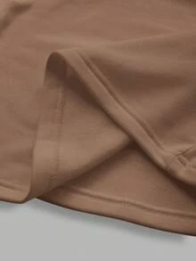 SHEIN BASICS 秋冬季基础款高领修身长袖纯色女式上衣，升级保暖内衬面料，时尚休闲舒适，百搭不臃肿 - 駝色 - 查看 5