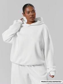 MUSERA Plus Size Fleece Hooded Sweatshirt , Winter, Back To School, Cute, Everyday, Casual, Coffee Club Curve Spring - White - View 1