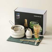 Matcha Set, Japanese Tea Set Includes Matcha Bowl With Spout, Matcha Whisk Holder, Bamboo Matcha Whisk And Bamboo Scoop, 17 Oz Mottled Green Glaze Ceramic Matcha Kit For Tea Lovers