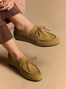 Rosivie Damen Lässig Schleife Dekor Loafers - Gelb - Übersicht 6