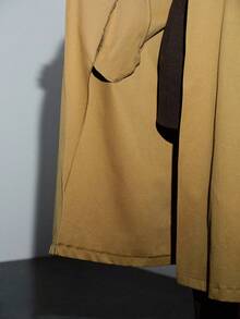 Lumivelle Manteau/veste longue/trench-coat élégant à double boutonnage avec patchwork col châle pour femmes - Multicolore - Voir 17