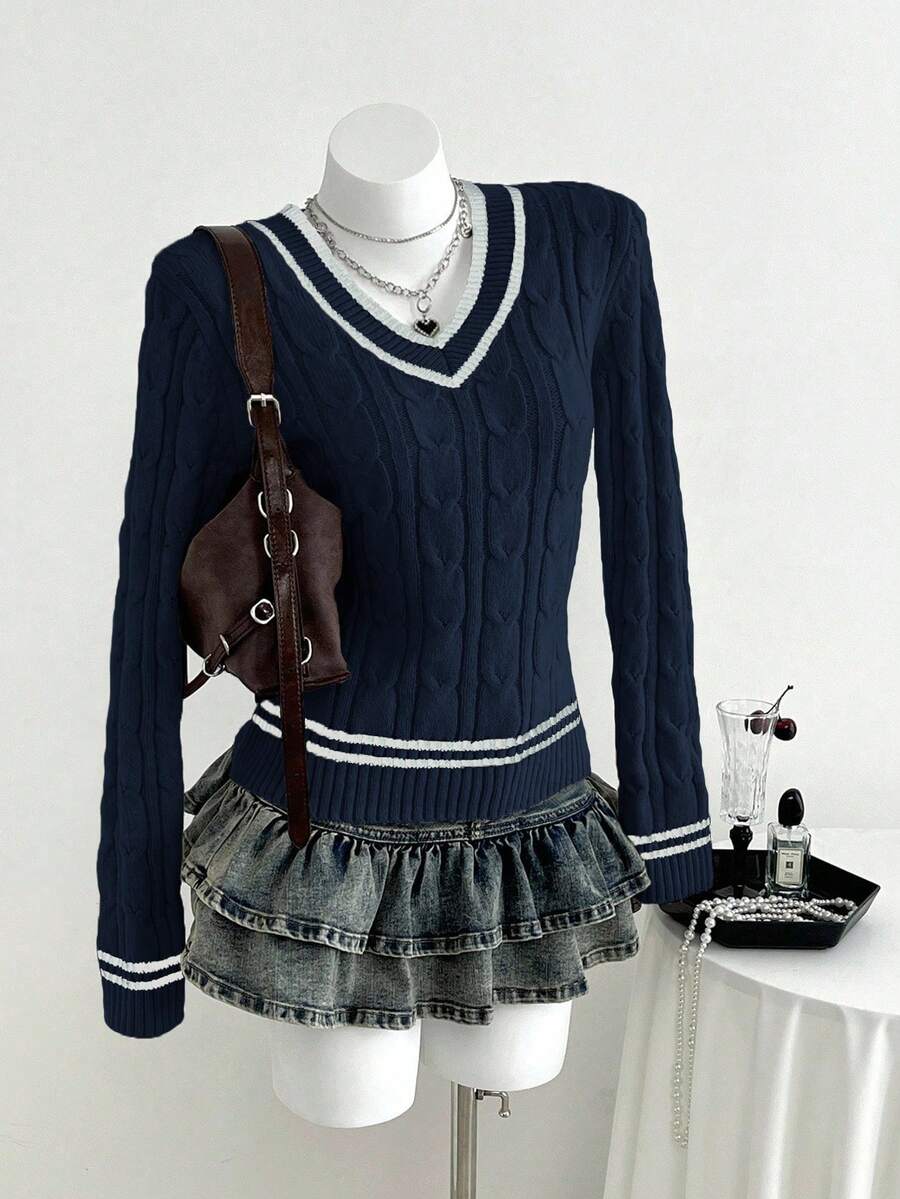 Elamini Women's Casual Sweetheart Neck Heart-Shaped Collar Knit Sweater